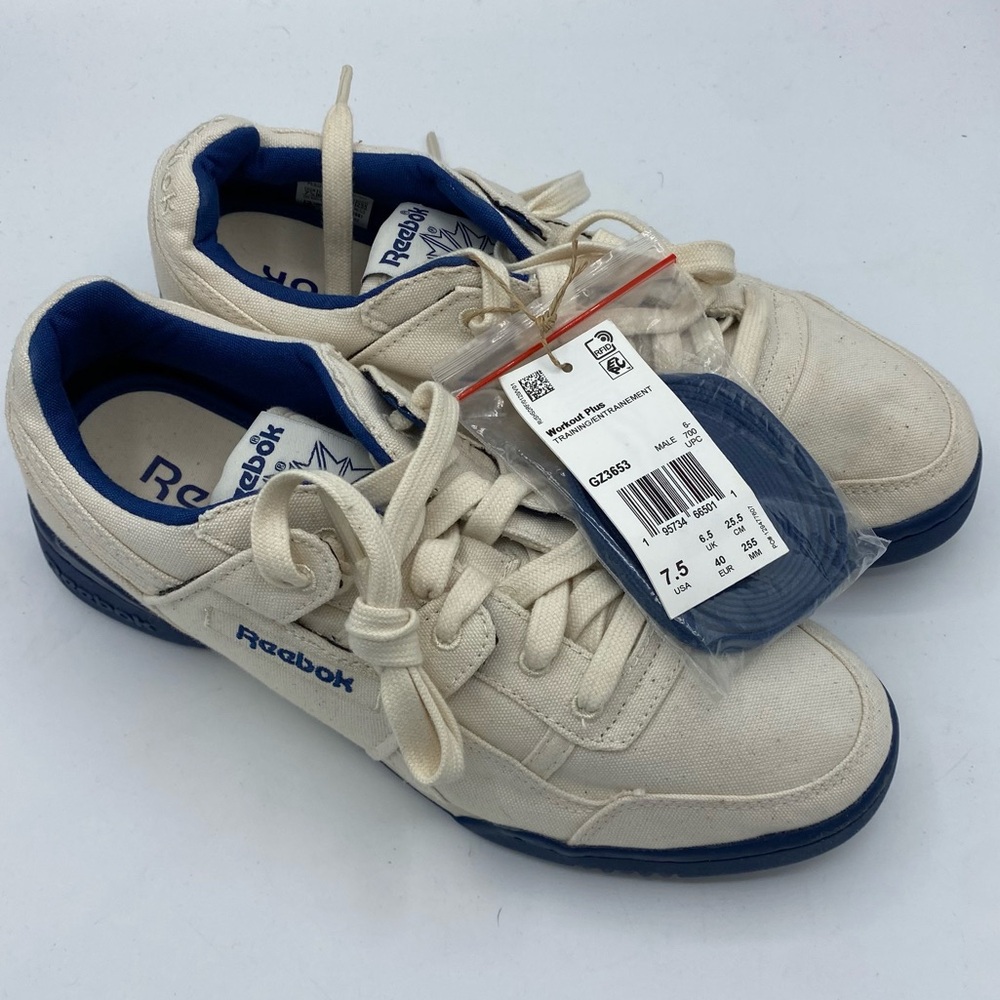 Mens Reebok Workout Plus Gz3653 chalk/chalk/batik blue Shoes Size 7.5‎ New